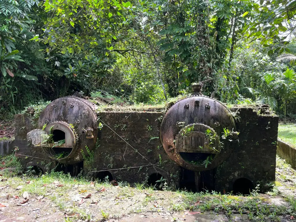 old rusty machinery at the former Japanese pineapple processing plant in Palau